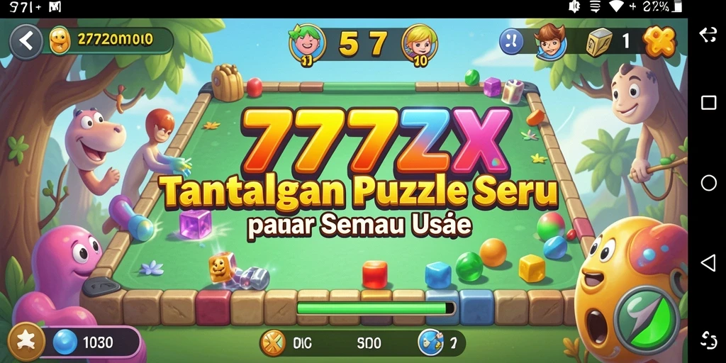 Tampilan seru gameplay 777ZX dengan berbagai puzzle menantang.