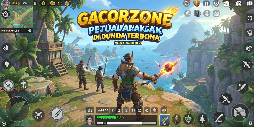 Tampilan gameplay <strong>GACORZONE</strong> yang menggambarkan aksi petualangan seru di dunia terbuka.