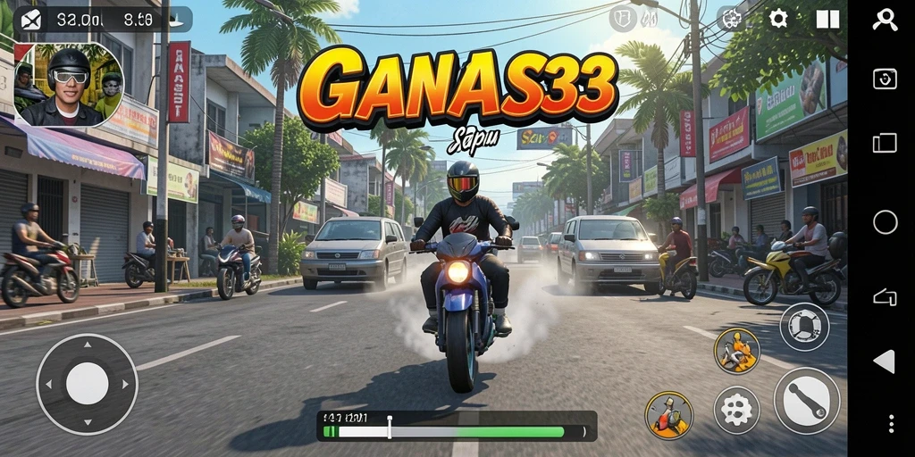 Tampilan gameplay seru dari balapan di <strong>GANAS33</strong> dengan berbagai trek menarik.