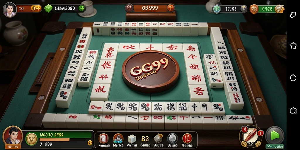 Screenshot GG999 menampilkan gameplay Mahjong yang seru dan interaktif.