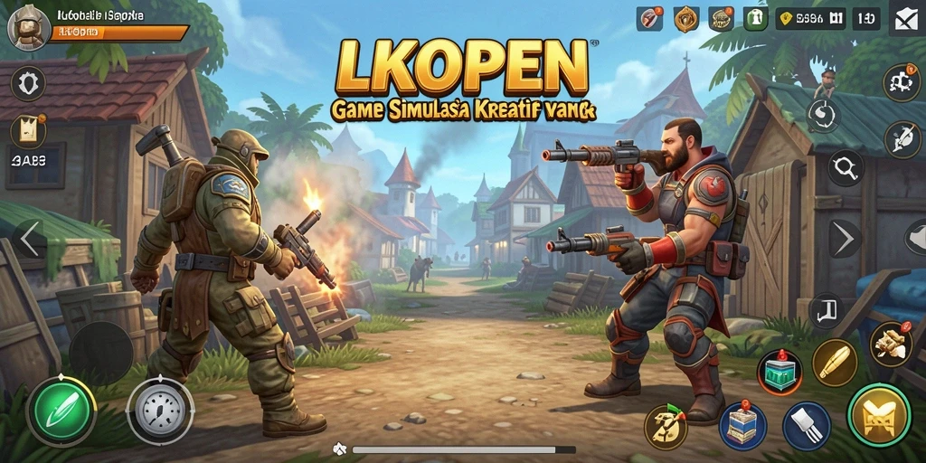Tampilan gameplay LKOPEN menunjukkan berbagai elemen yang bisa dibangun dan dijelajahi.
