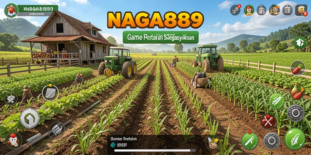 Gameplay seru dengan tampilan ladang dan tanaman yang hijau.